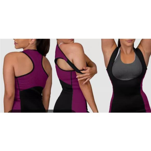 Slim & Trim Tops - Slim‎ & Trim Hourglass Slimming Tank L Womens Black Purple Neoprene Workout